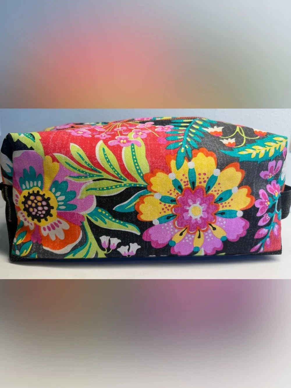 Rebekah Scott Designs Retired Terra Cube Floral Travel Cosmetic Makeup Bag